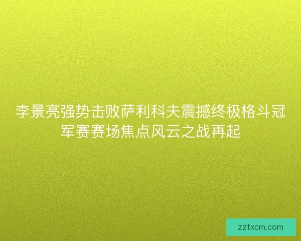 李景亮强势击败萨利科夫震撼终极格斗冠军赛赛场焦点风云之战再起 李景亮强势击败萨利科夫震撼终极格斗冠军赛赛场焦点风云之战再起